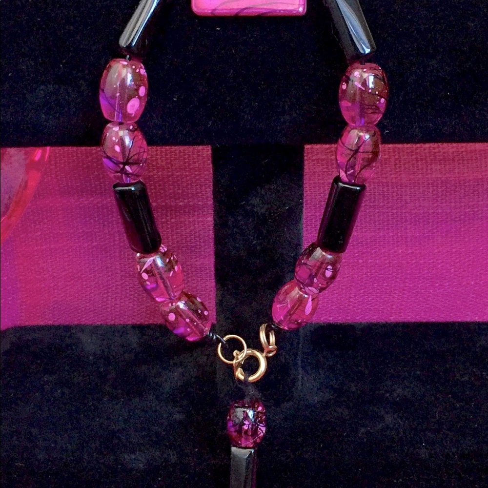 Hand crafted pink&black anklet/bracelet